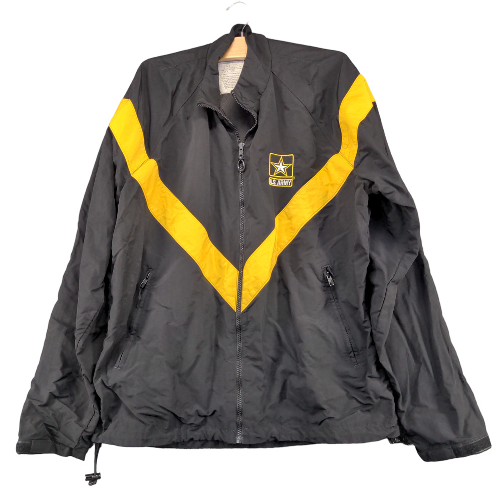 U.S. Army Mens Physical Fitness Jacket Black Gold Size L Embroidered Logo